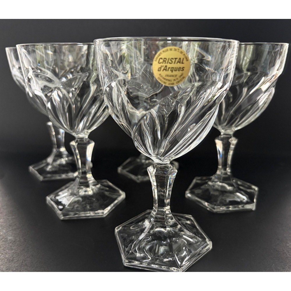 Cristal d'Arques Rambouillet Wine Goblets Set of 5 French Lead Crystal 5.5"